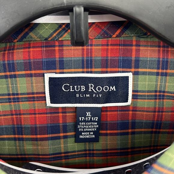 Club Room Men's Slim Fit Long Sleeve Button Front Shirt - Red Plaid - XL - NWT - Picture 3 of 5